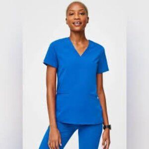 Figs Casma Three Pocket Scrub Top Size XXL Blue Medical Nursing